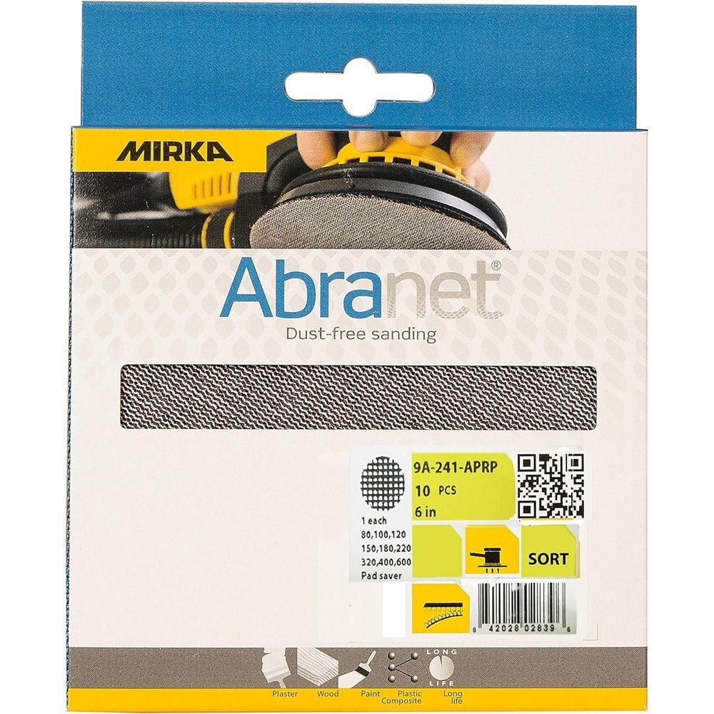 Mirka Abranet 6 Inch 80/320/400/600 Grit Assortment Disc 10 Pieces