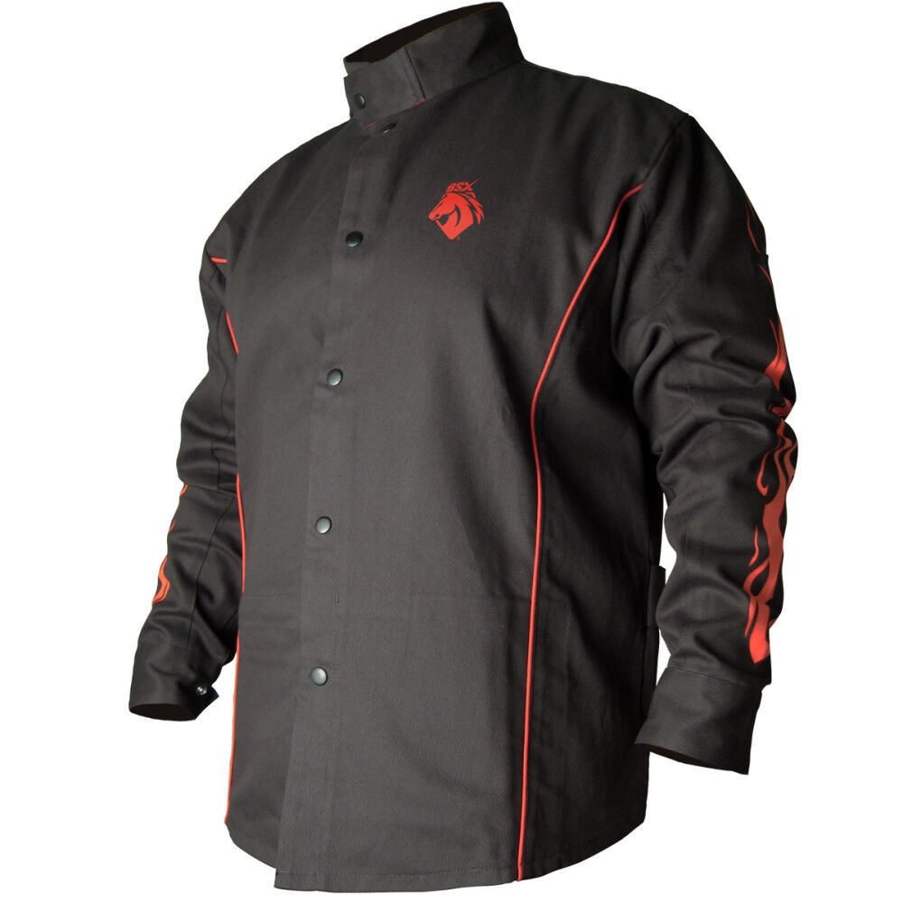 Black Stallion Welding Jacket 9oz Black FR Cotton 2X
