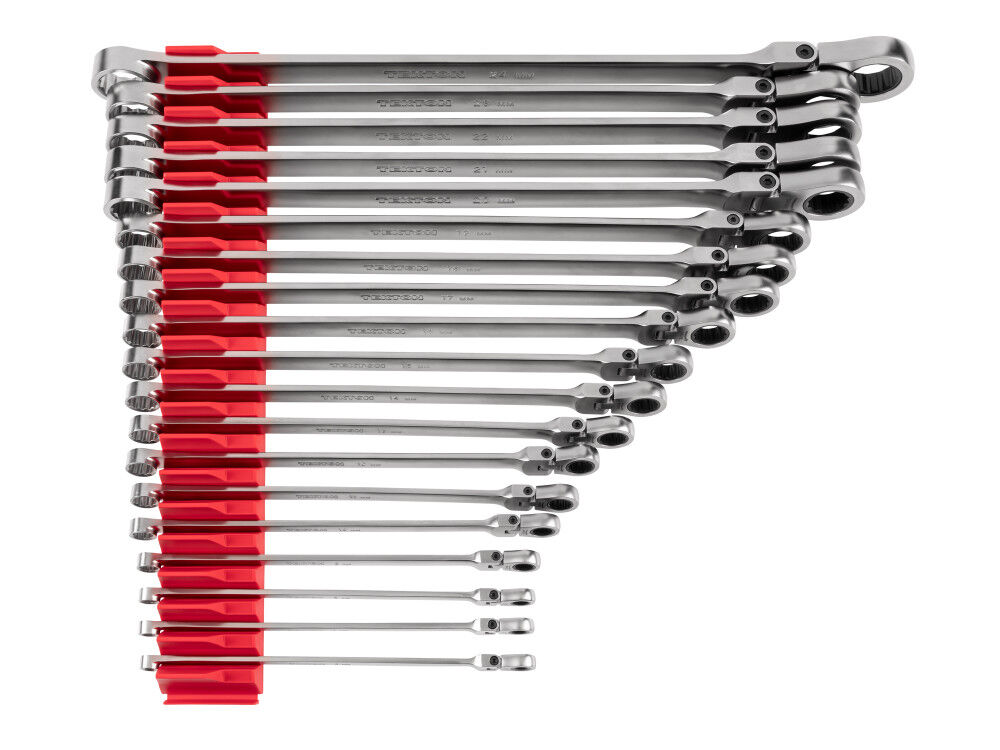 Tekton Fixed/Flex Head Ratcheting Box End Wrench Set, Org, (6-24 mm)