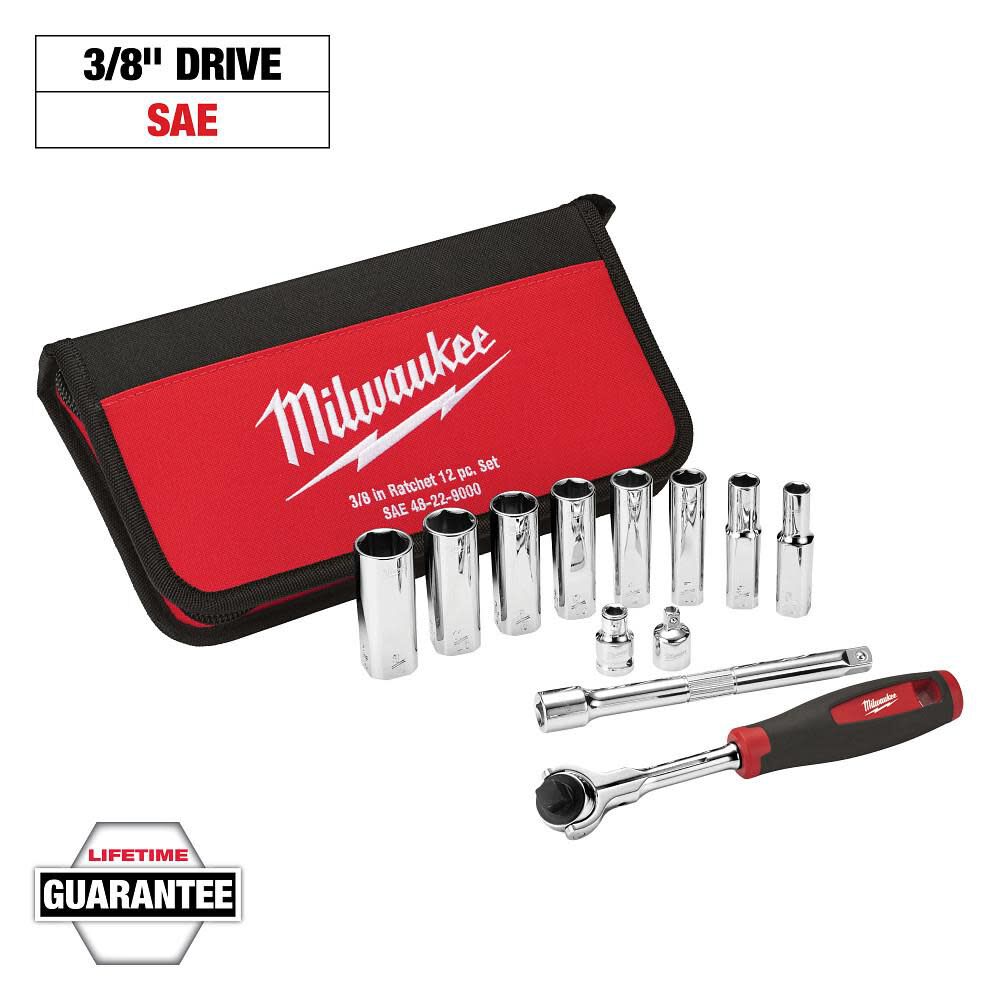 Milwaukee 12-Piece 3/8 in. Drive SAE Socket Set