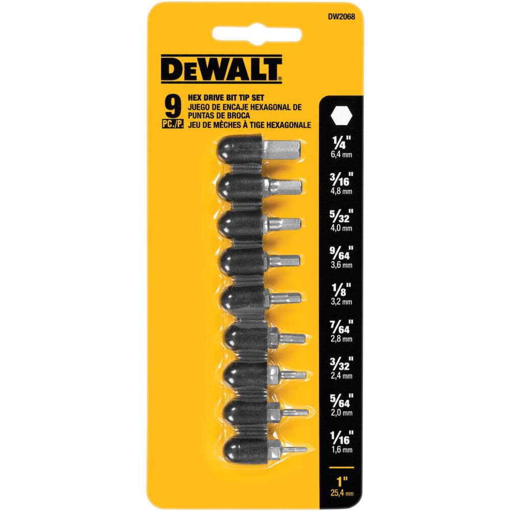 DEWALT 9 Piece 1in Hex Bit Set
