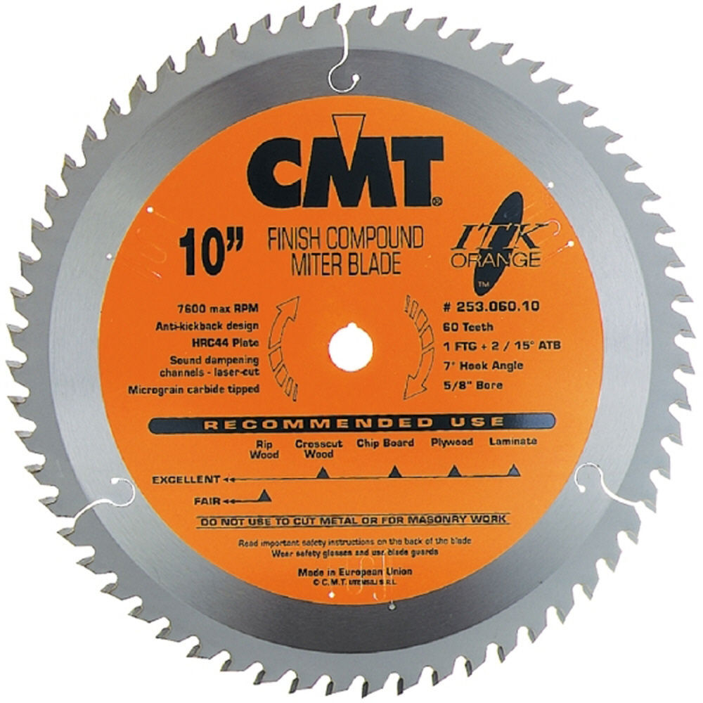 CMT 12 In x 72 x 1 In ITK Finish Compound Miter Blades