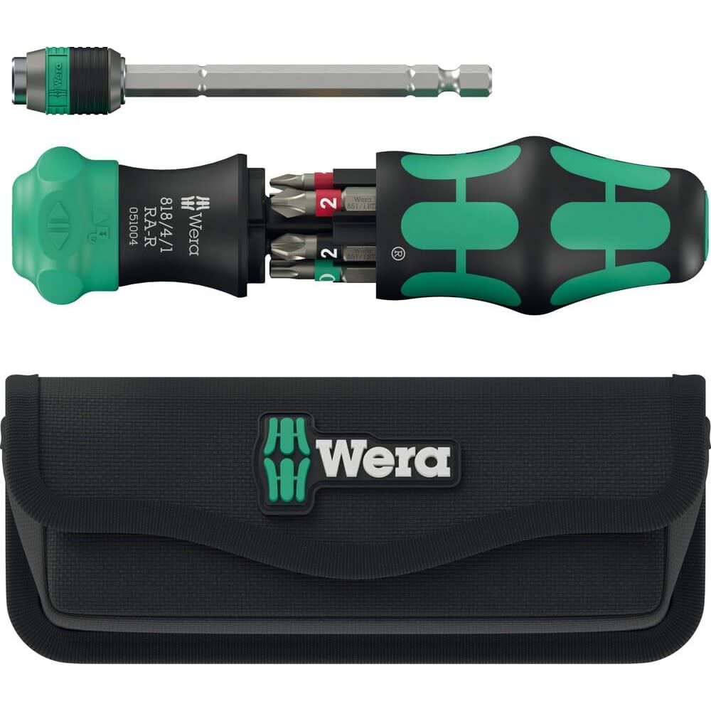 Wera Tools Kompakt 20 RA-R Kraftform Screwdriver Bit Set with Pouch, 6 Pieces