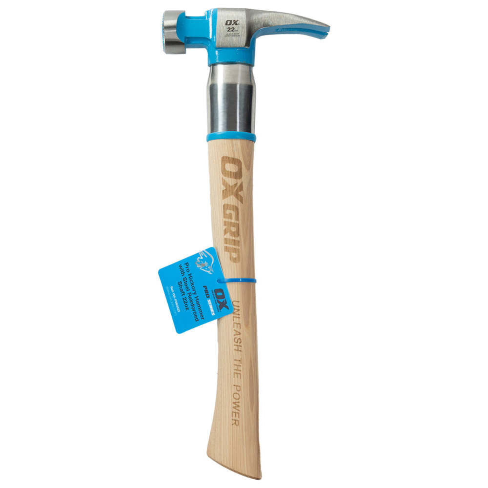 Ox Tools 22 Oz Steel Reinforced Shaft Head Hammer with Hickory Handle