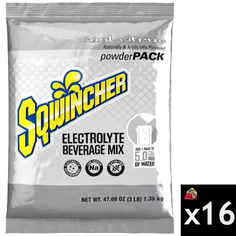 Sqwincher Mix and Serve Electrolyte Beverage Mix 5 Gallon Cool Citrus 16 Bag Case