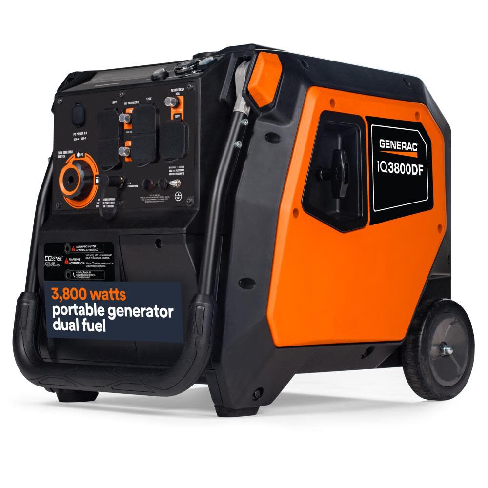 Generac IQ Series 3,800 Watt Dual Fuel 50-State Portable Inverter Generator with COsense Technology