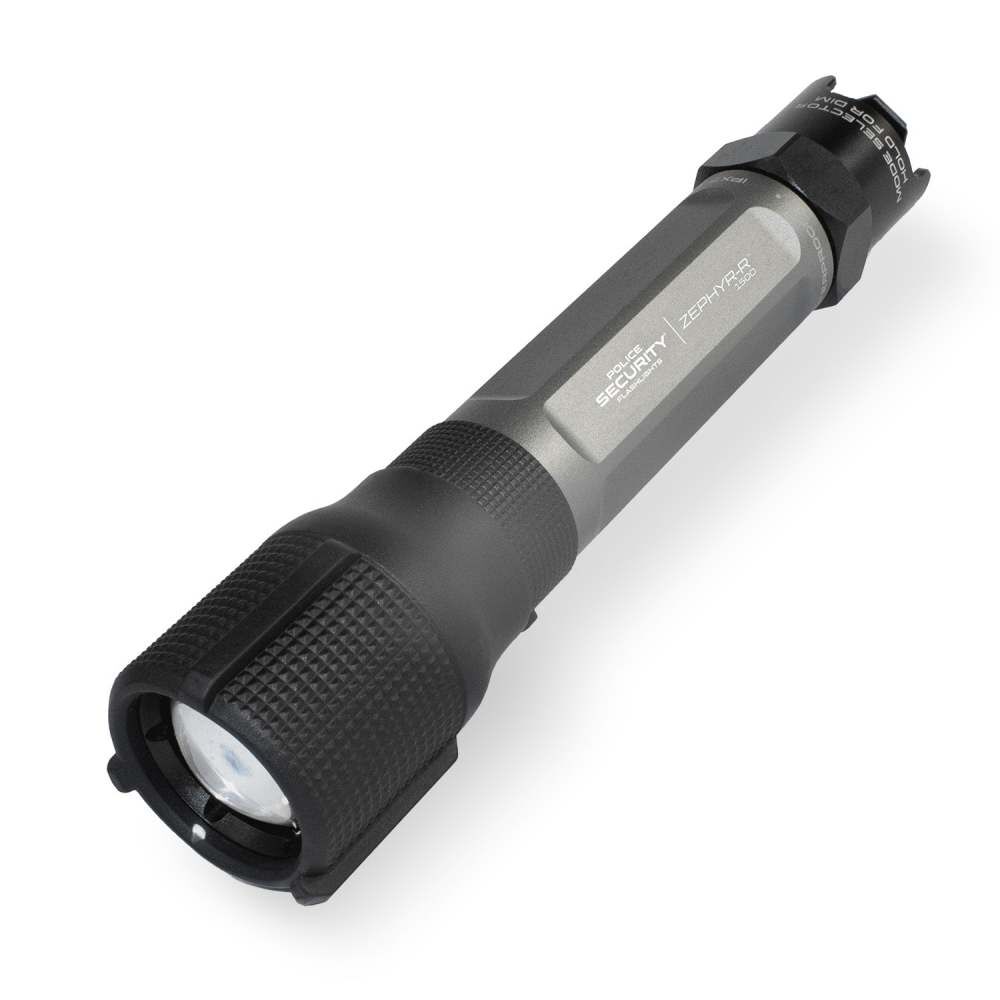 Police Security ZEPHYR-R 1500 Lumens Battery Powered Rechargeable Flashlight