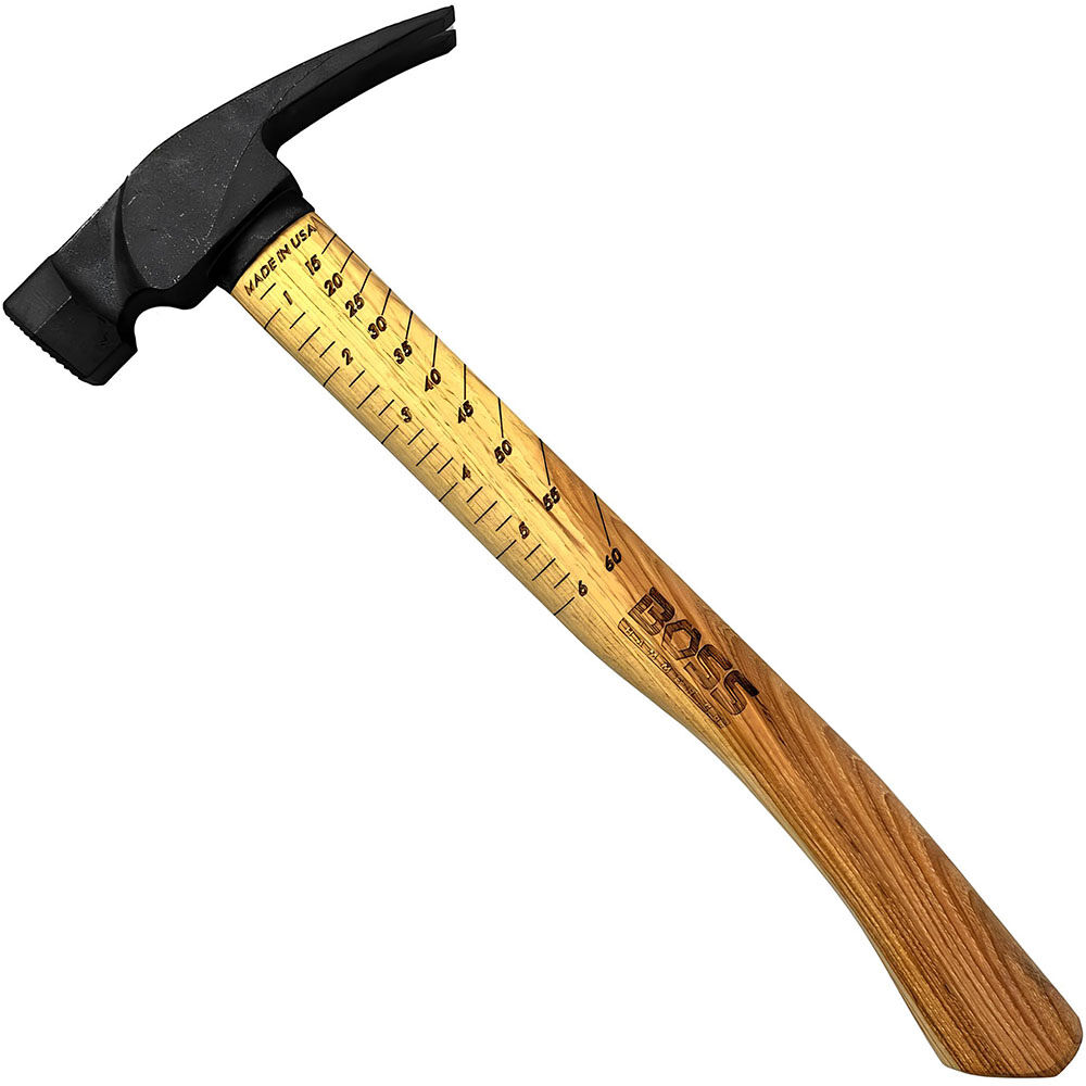 Boss Hammers Titanium Hickory Handle Milled Hammer 16oz