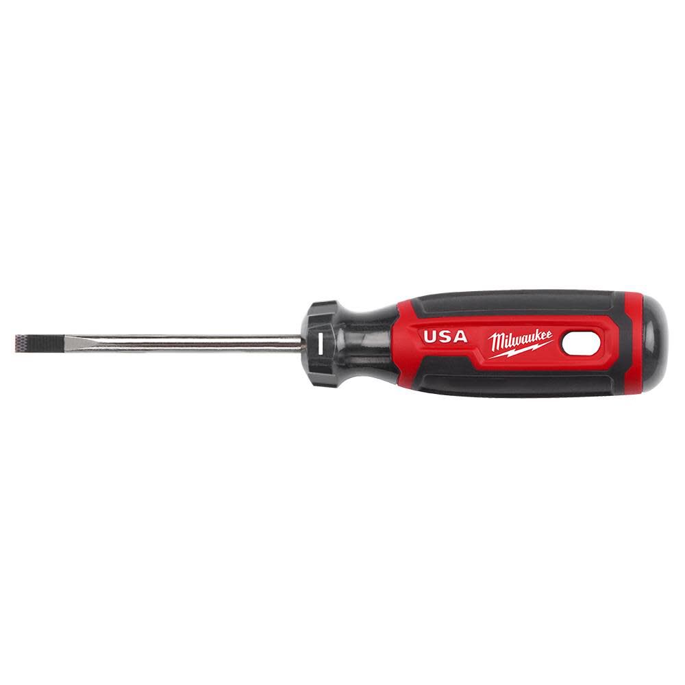 Milwaukee 3/16inch Cabinet 3inch Cushion Grip Screwdriver (USA)