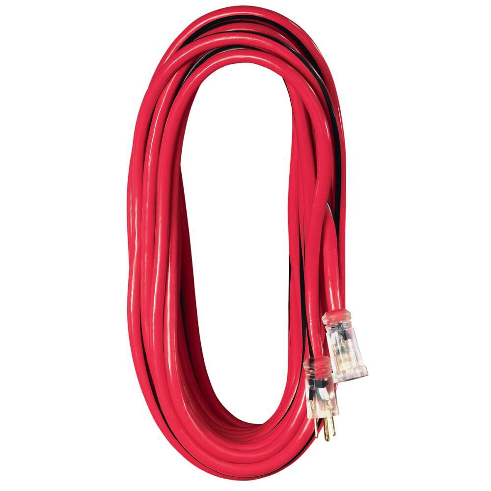 Voltec 100 Ft. 12/3 SJTW Red Extension Cords with Lighted End