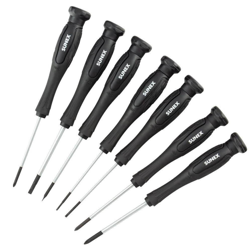 Sunex Precision Phillips and Slotted Screwdriver Set 7 Pieces