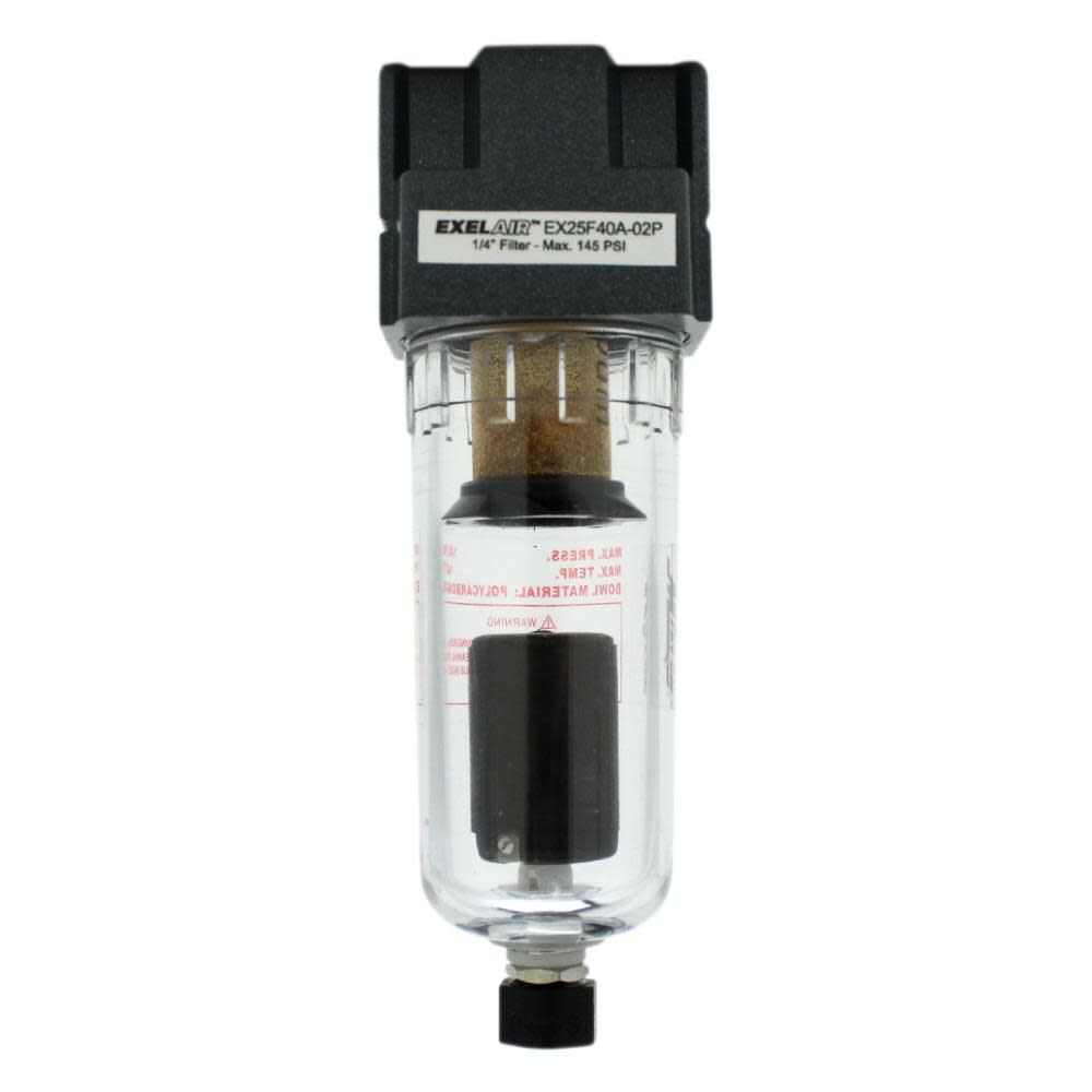 Milton EXELAIR FRL (Mini) Air Filter – 1/4in NPT – Polycarbonate Bowl Automatic Float (EX25F40A-02P)