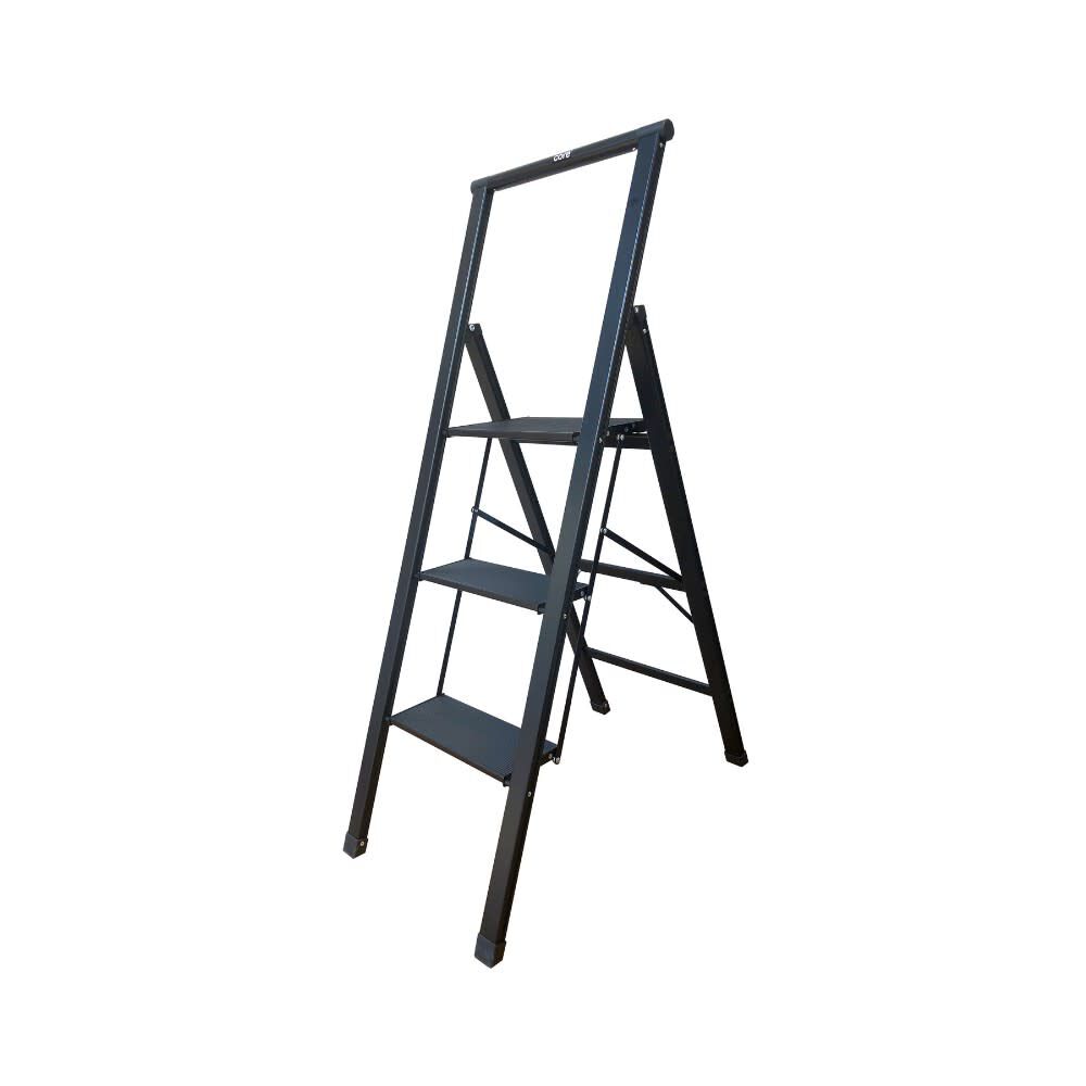 Xtend and Climb Slimline 3-Step Black Aluminum Step Stool with Handle