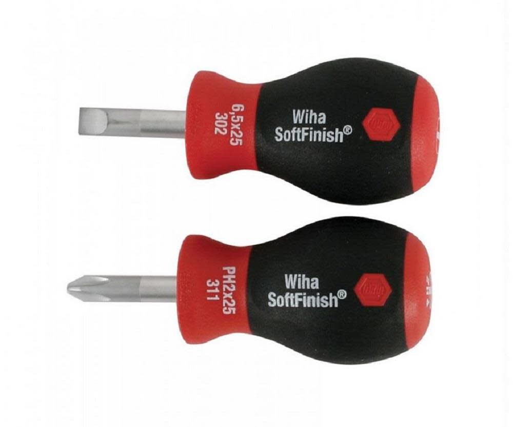 Wiha SoftFinish Stubby Slotted & Phillips Screwdriver Set 2 Piece