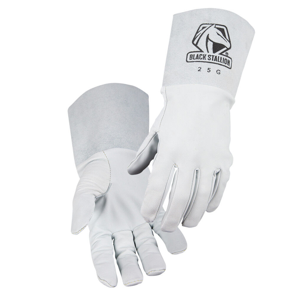 Black Stallion Pearl White Grain Goatskin TIG Gloves Medium