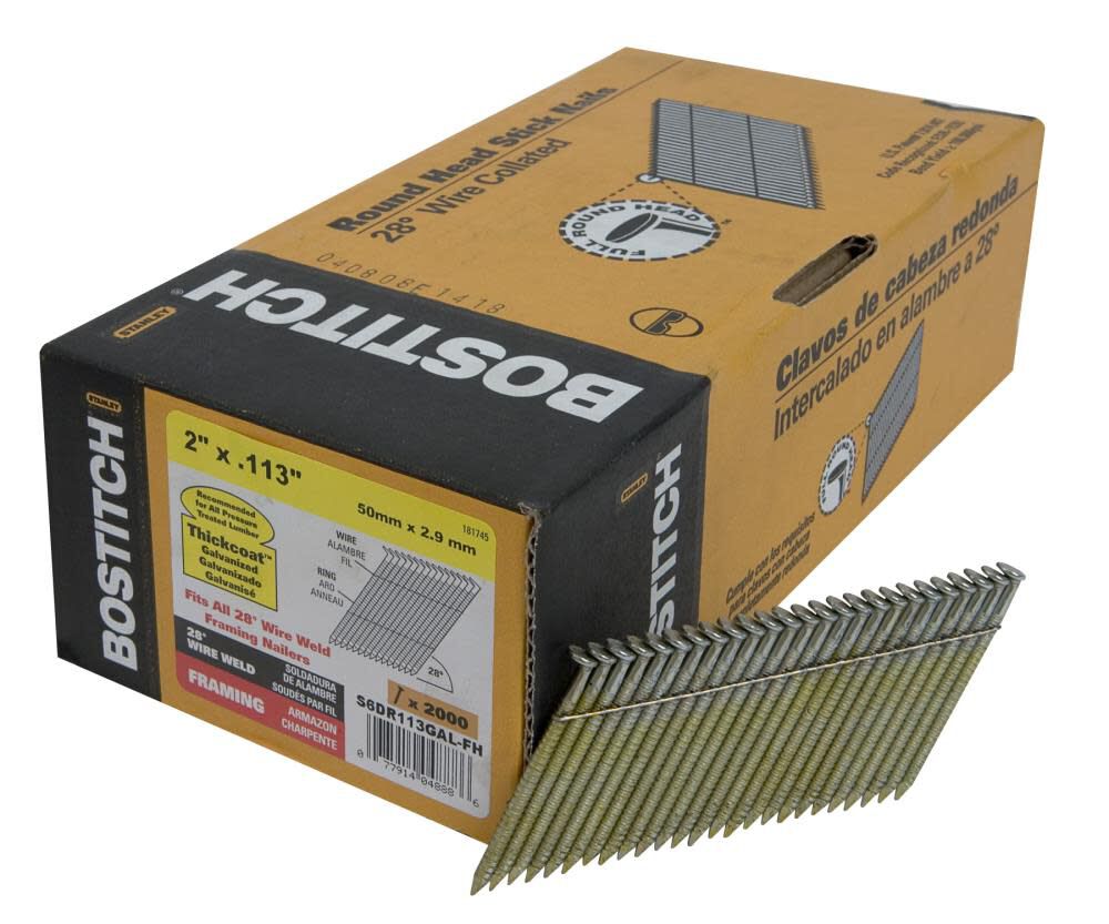 Bostitch 2-in x 0.113 Galvanized Ring Shank Offset Round Head Wire Weld Framing Nail