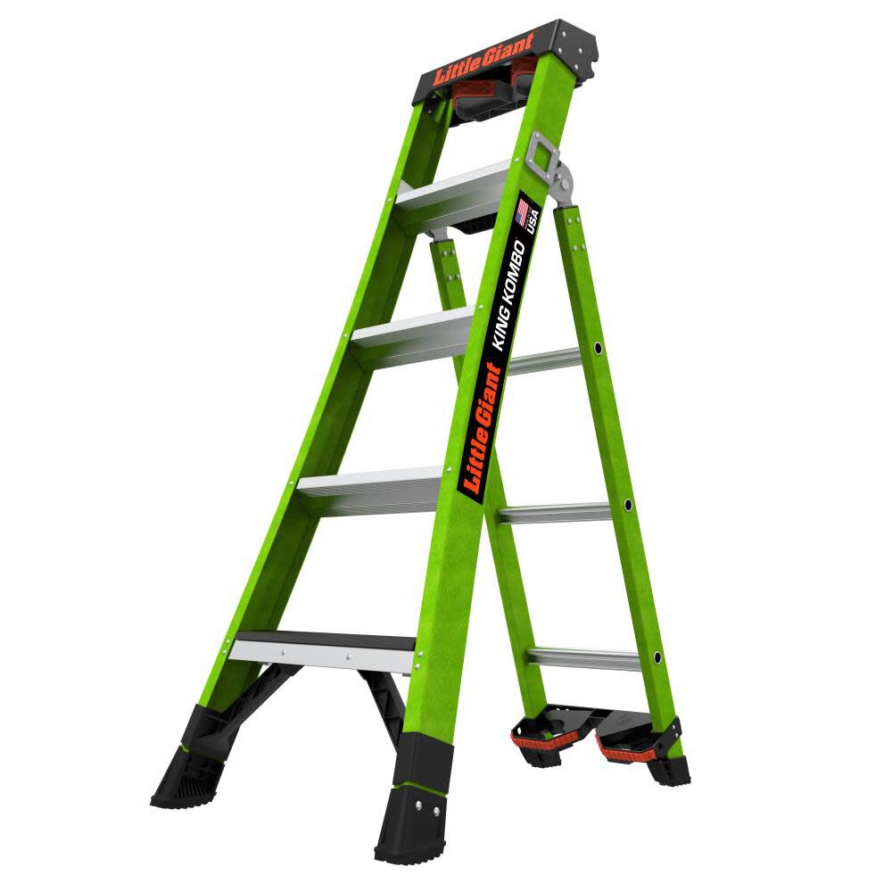 Little Giant Safety KING KOMBO Industrial 5′ – ANSI Type IAA – 375 lb/170 kg Rated Fiberglass 3-in-1 All-Access Combination Ladder