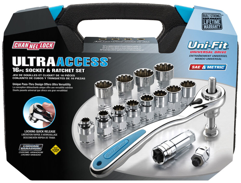 Channellock Pass-Thru Uni-Fit Ultra Access Socket Set 16 Pieces