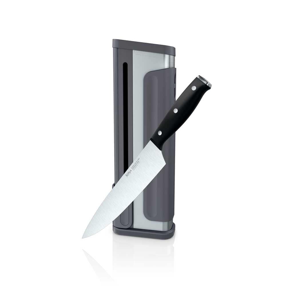 Ninja NeverDull System Essential 8 Inch Chef Knife and Sharpener Black and Gray