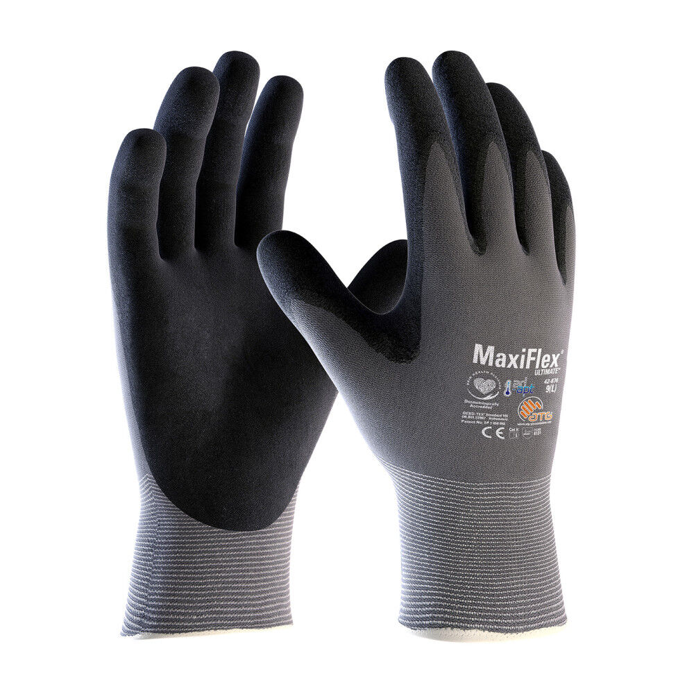 Protective Industrial Products Gloves Gray MaxiFlex Ultimate AD-APT Nylon/Elastane Large 12 Pairs of Gloves
