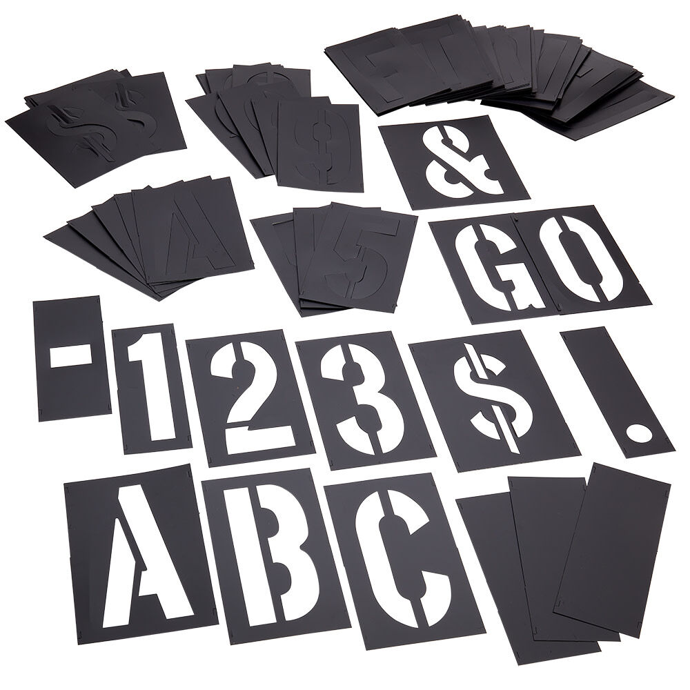 C H Hanson 4 Inch Stencil Set-Letter/Number, PVC, 92 Pieces