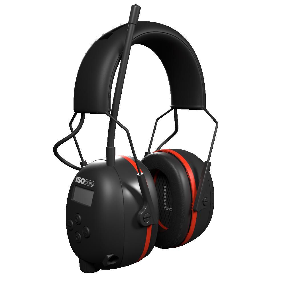 ISOtunes Air Defender Earmuffs AM/FM Black & Safety Red