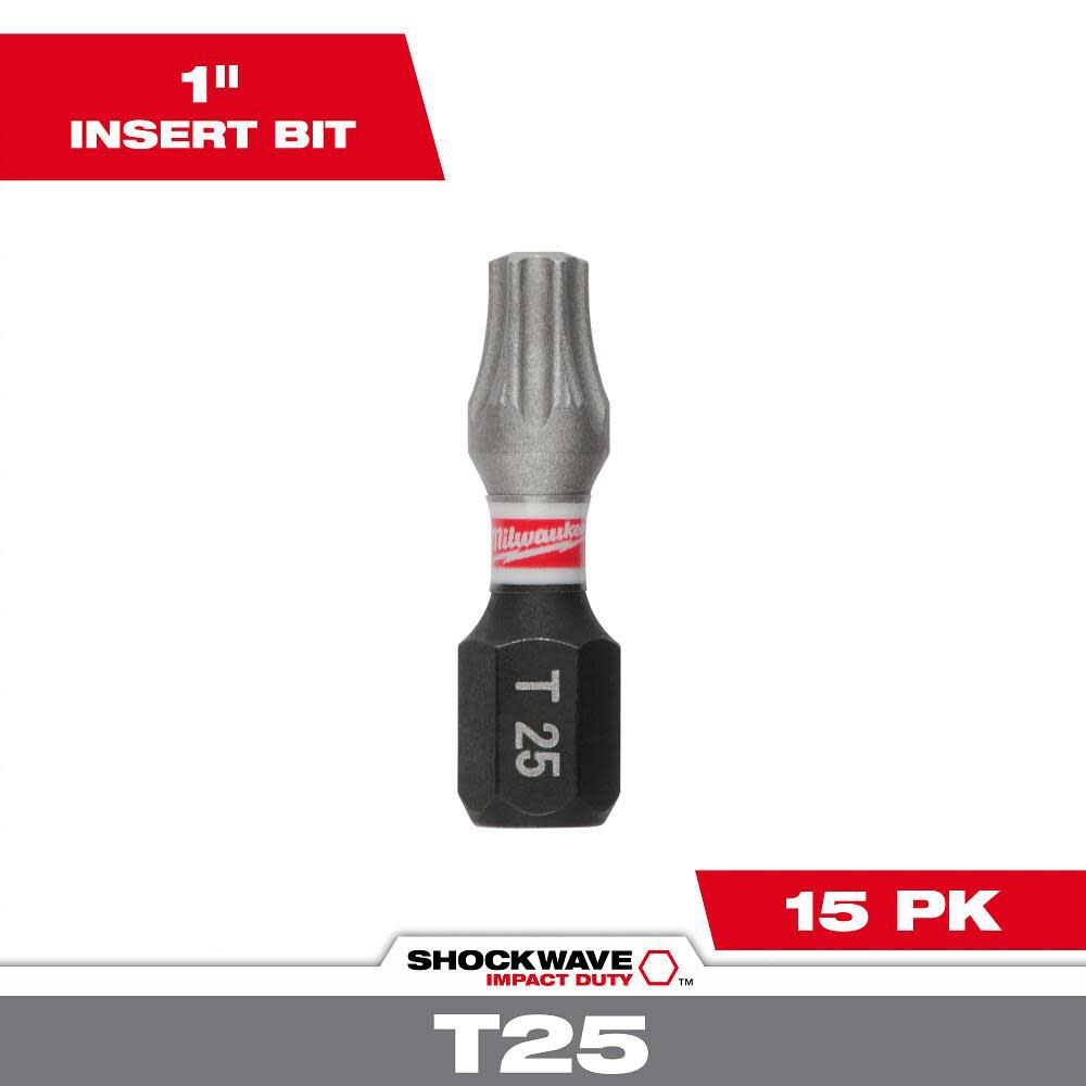 Milwaukee SHOCKWAVE 1 in. Impact T25 Insert Bits (15 Pack)