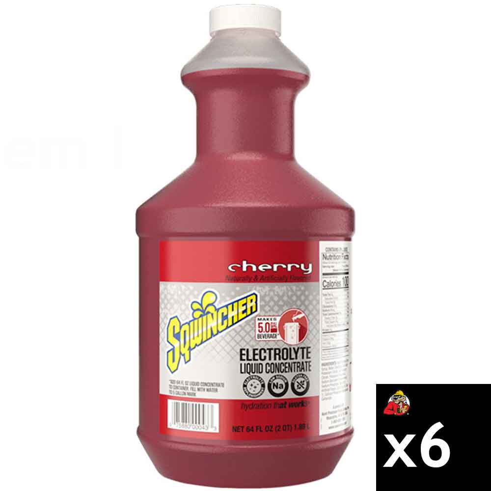Sqwincher 64 Oz Easy Mix Liquid Concentrate Electrolyte Replenishment Cherry 6 Pieces