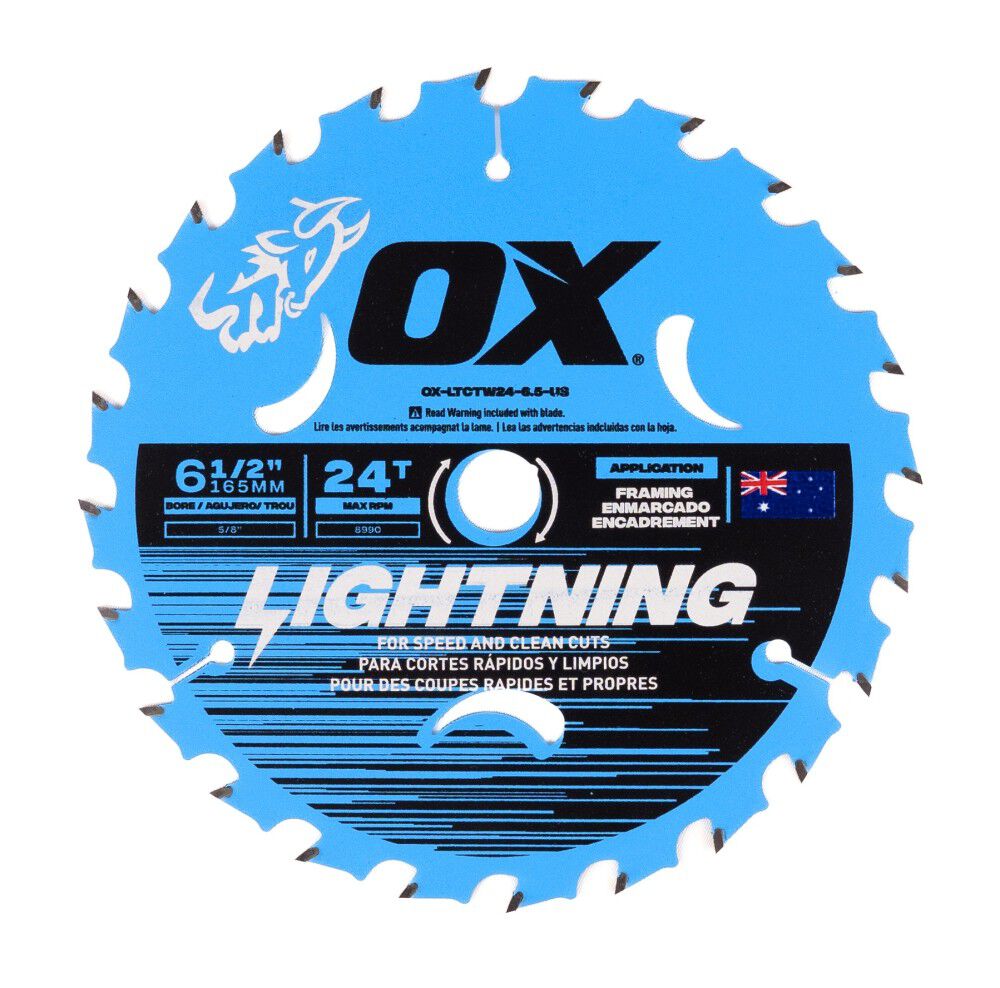 Ox Tools Pro Lightning 6-1/2 Inch 24T Circular Saw Blade