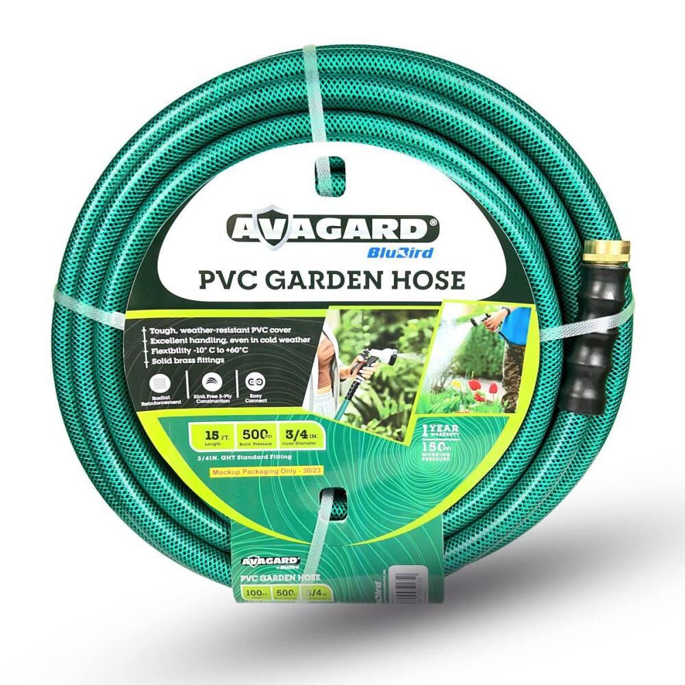 BluBird 3/4 Inch ID x 15 Ft Length Green PVC Water Hose