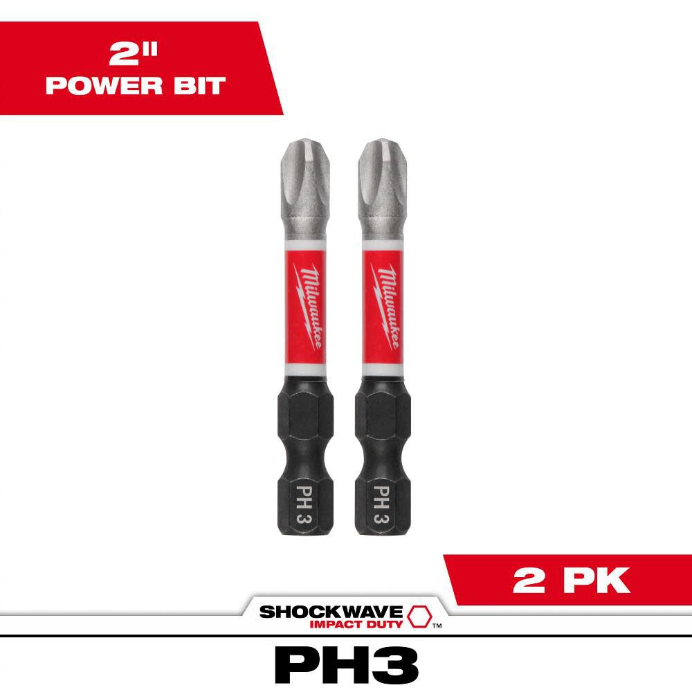 Milwaukee SHOCKWAVE Impact Bit 2inch PH3 2pk
