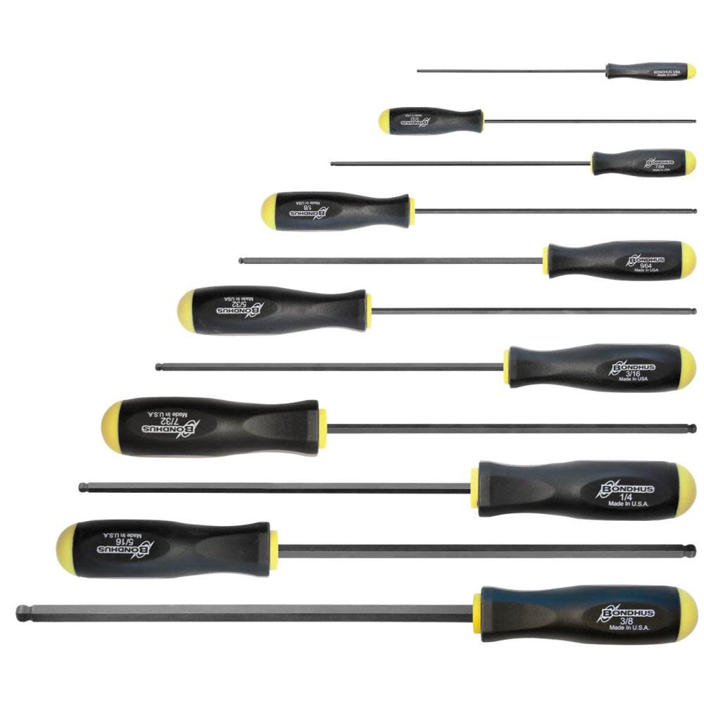 Bondhus 11Pc 5/64 Inch to 3/8 Inch ProGuard Ballend Tip Screwdriver Set