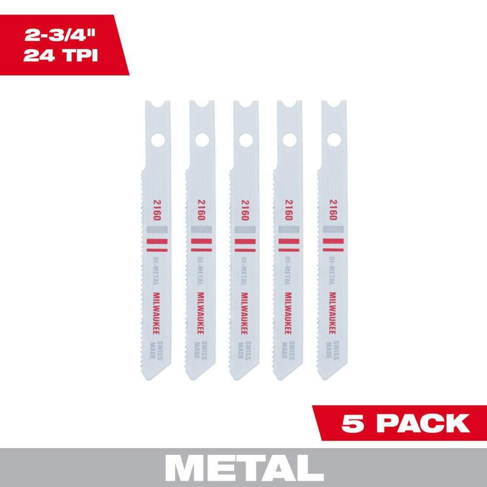 Milwaukee 2-3/4 in. 24 TPI Bi-Metal Jig Saw Blades 5PK