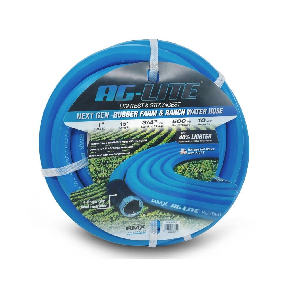 BluBird AG-Lite 1 Inch x 15 Ft. Heavy-Duty Rubber Water Hose