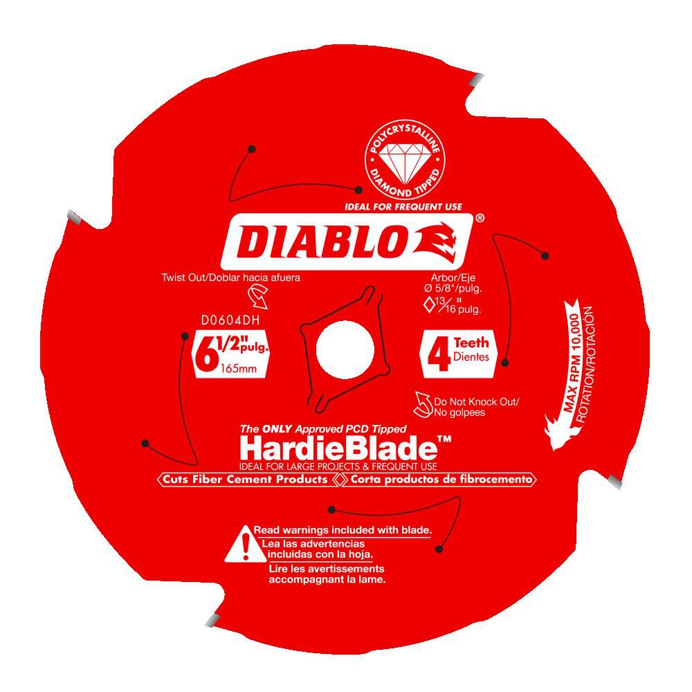 Diablo Tools 6-1/2 inch x 4 Tooth TCG PCD Fiber Cement Circular Saw HardieBlade with 5/8 inch Diamond Arbor