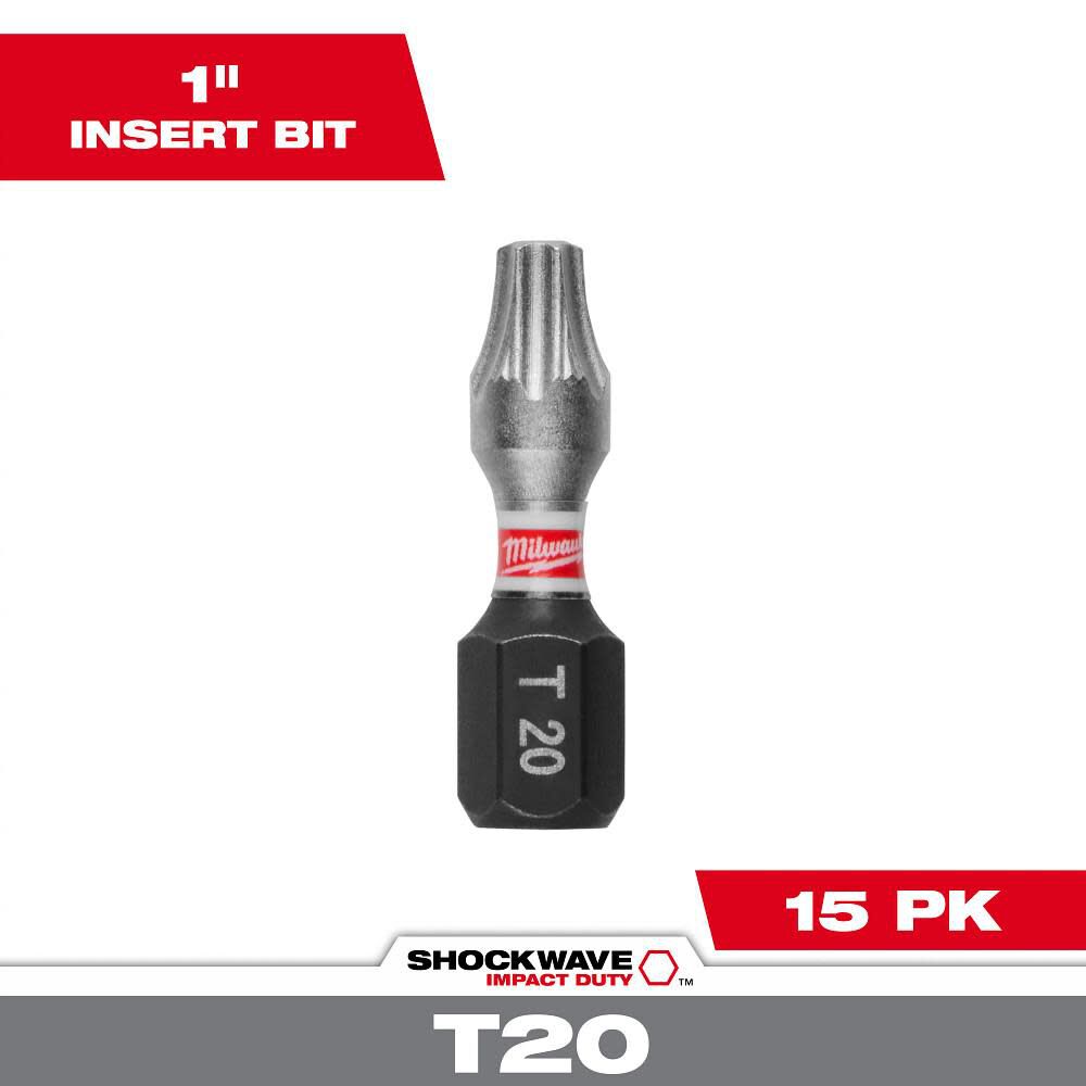 Milwaukee SHOCKWAVE 1 in. Impact T20 Insert Bits (15 Pack)
