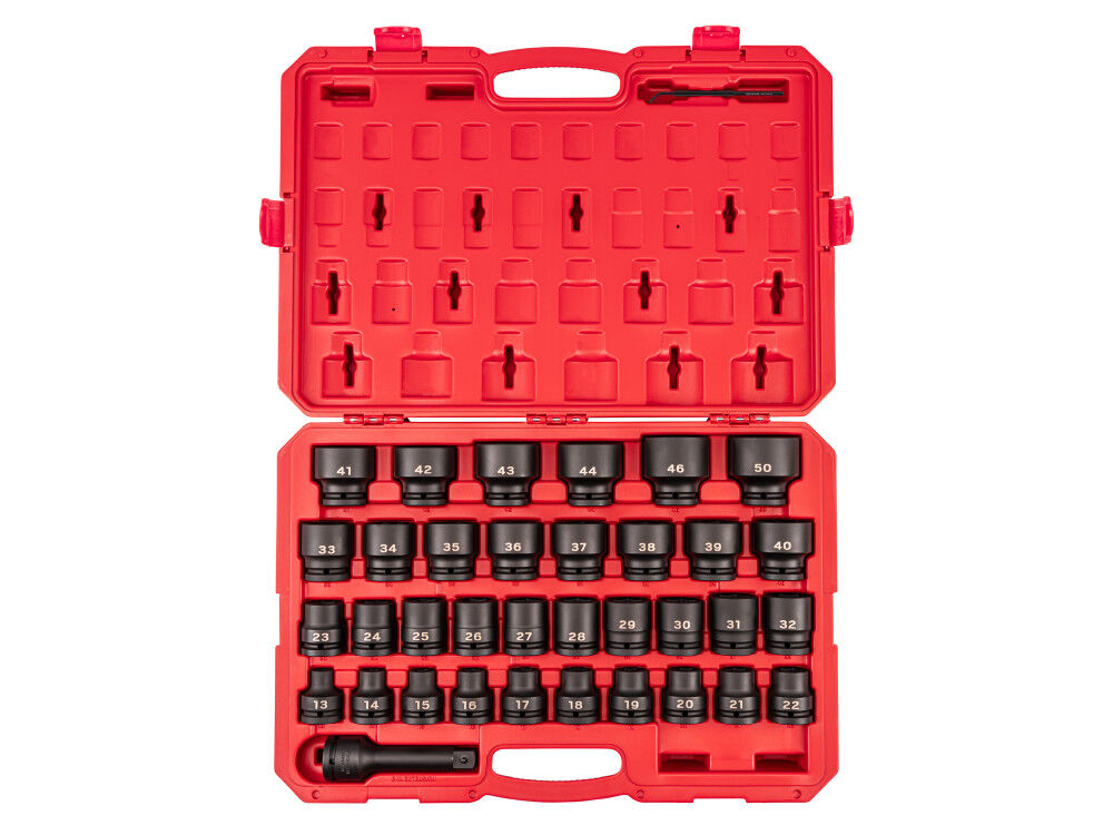 Tekton 3/4 Inch 6 Point Impact Socket Set with Case, 36 Pieces (13-50 mm)