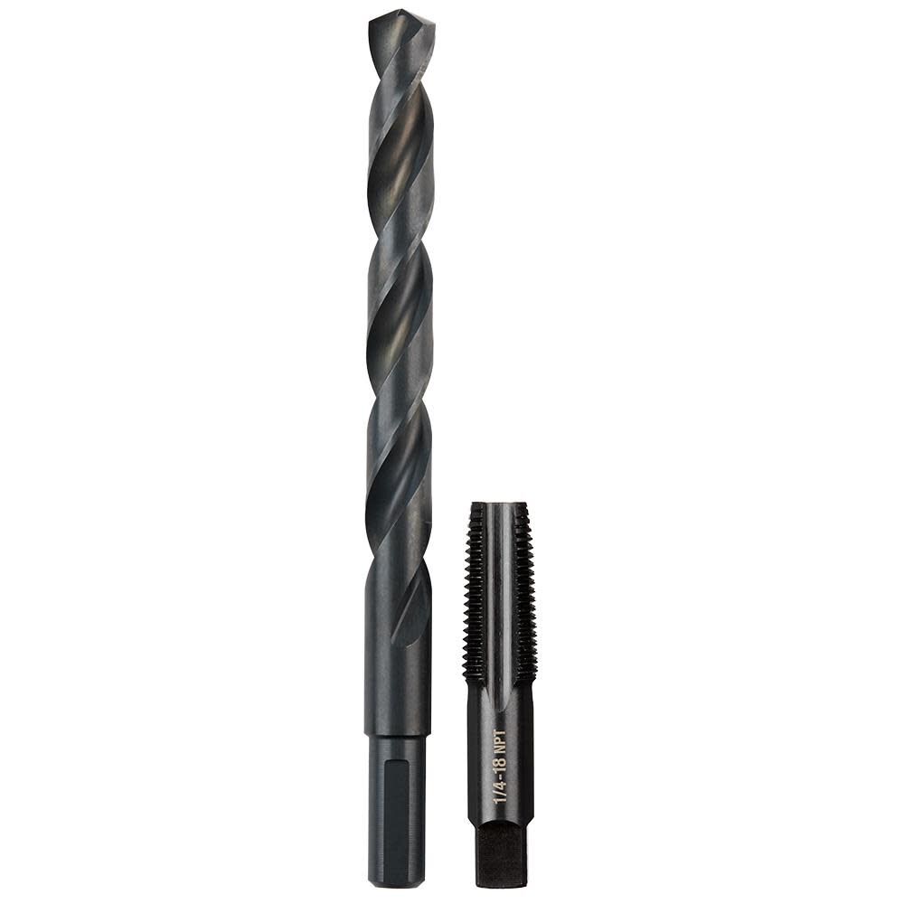 Milwaukee 1/4 in -18 NPT Straight Flute Plug Tap & 7/16 in Drill Bit