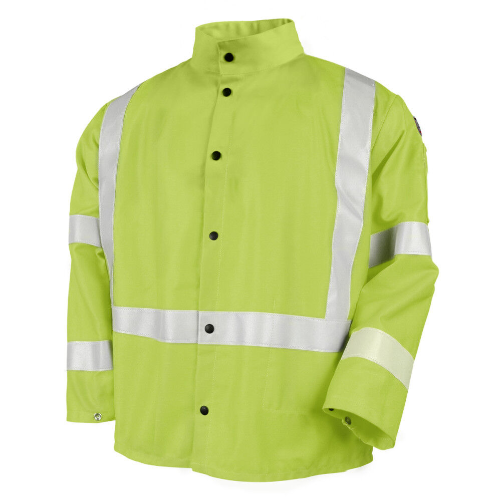 Black Stallion Welding Jacket 9oz Lime Green FR Cotton XL