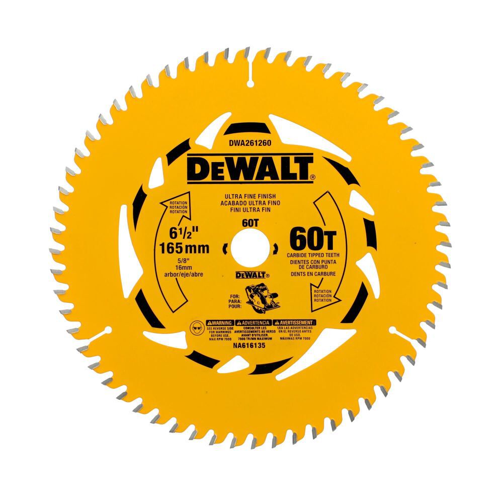 DEWALT 6-1/2 Inch 60T Circular Saw Blade