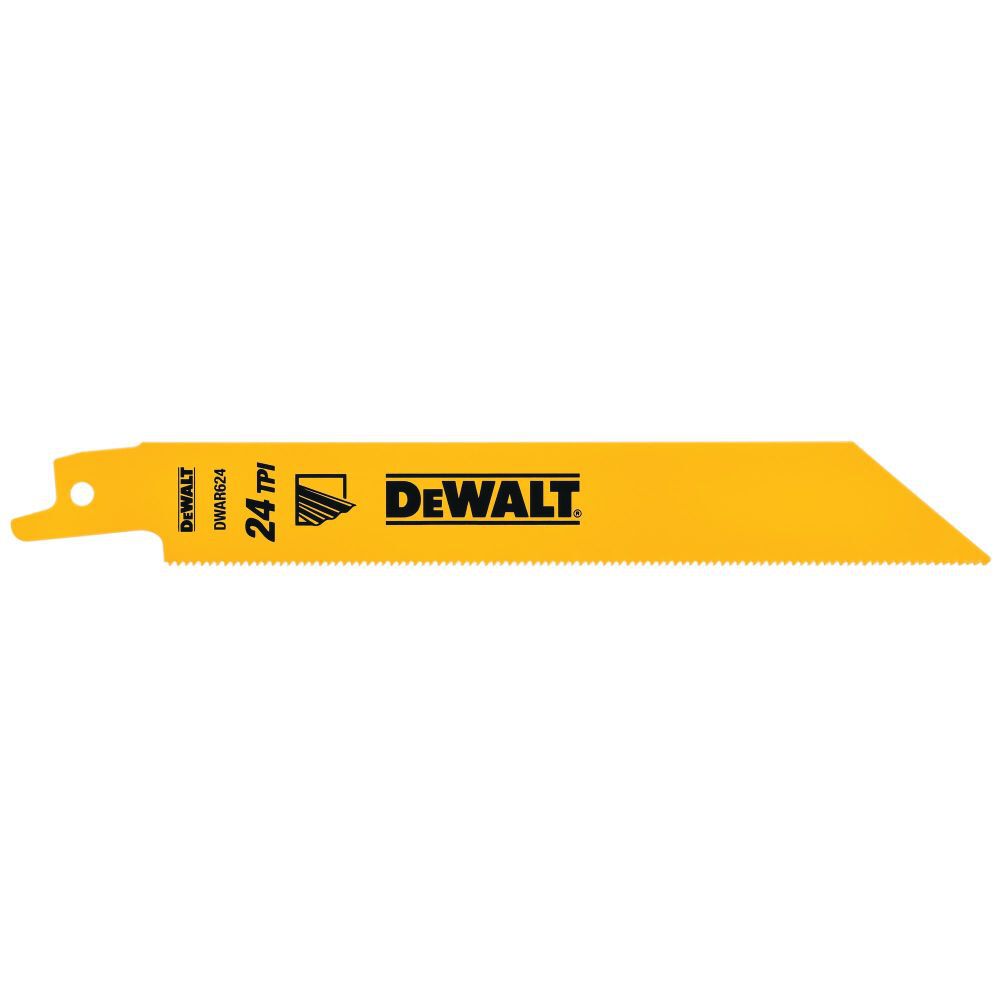 DEWALT 6-in 24TPI Straight Back Bi-Metal Reciprocating Saw Metal Cutting Blades