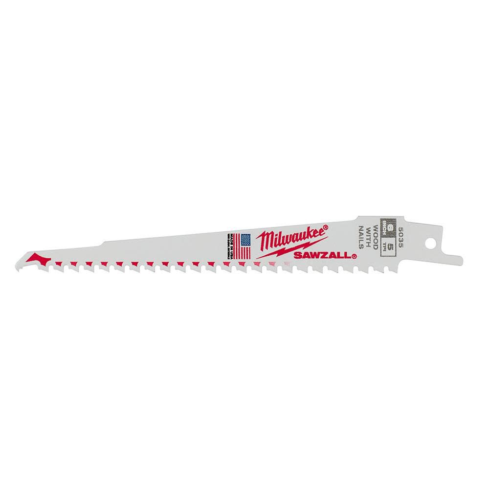 Milwaukee 6 in. 5 TPI SAWZALL Blades 5PK