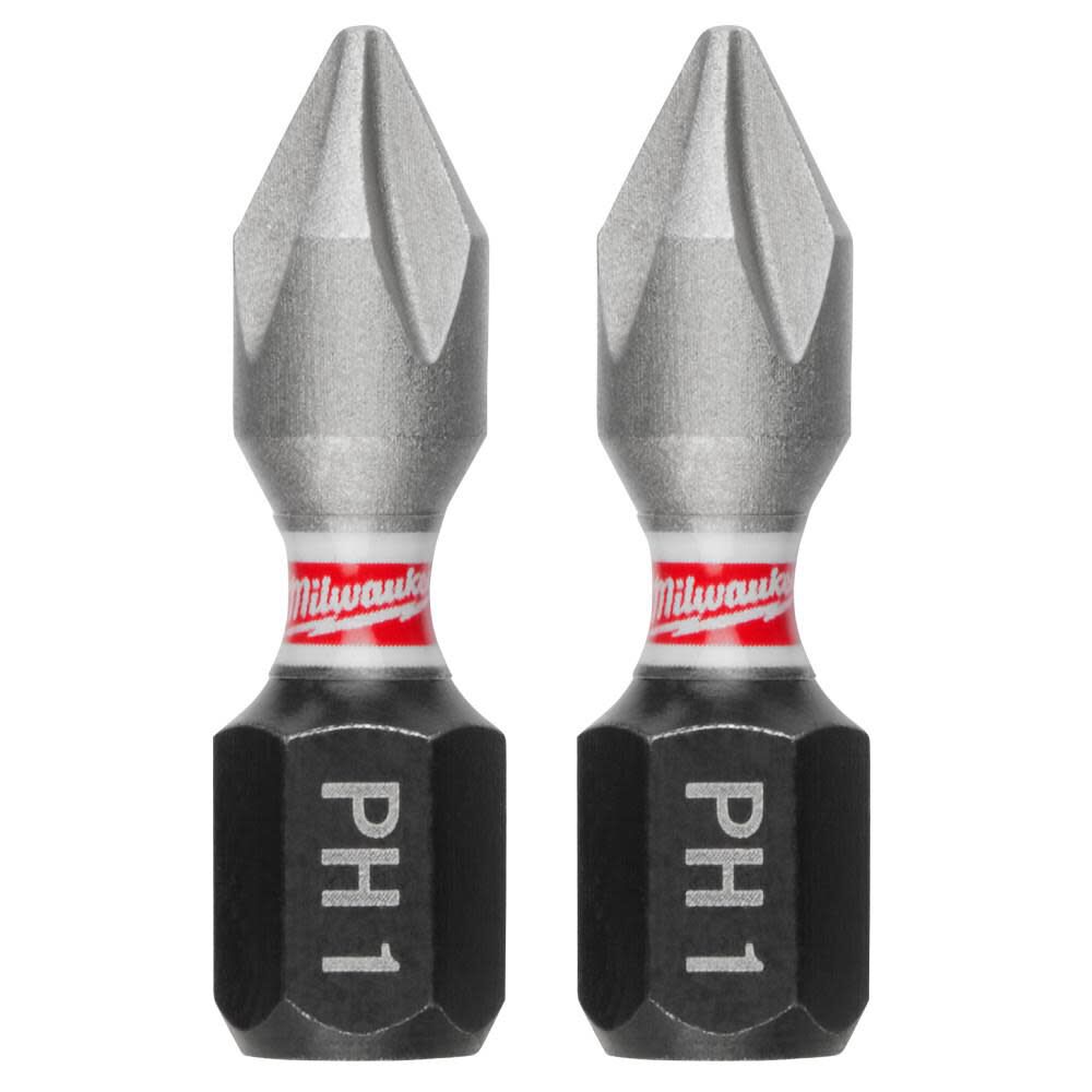 Milwaukee SHOCKWAVE 2-Piece Impact Phillips #1 Insert Bits