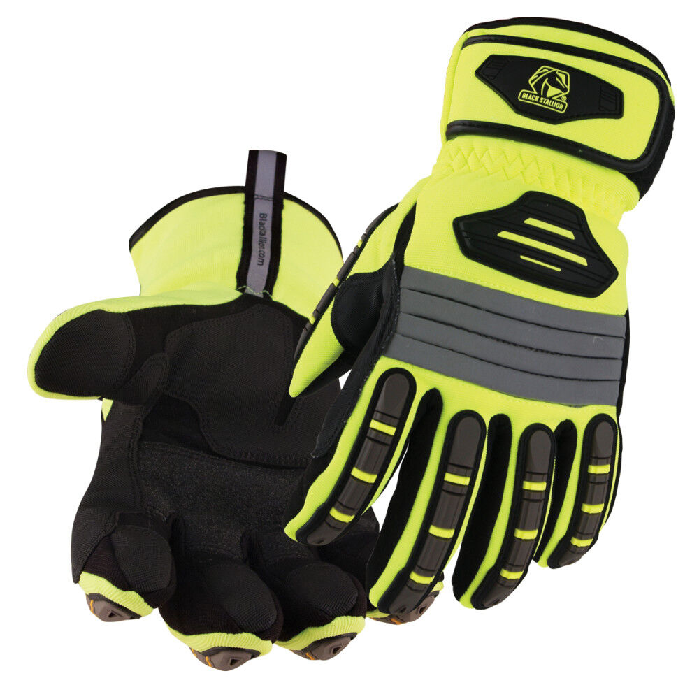 Black Stallion Water Resistant Hi-Vis Mechanics Gloves Medium