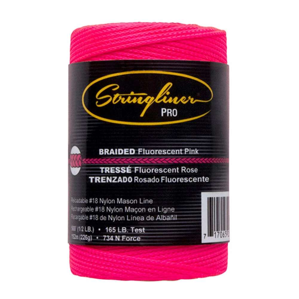 Stringliner #18 Construction Line Braided Fluorescent Pink 500′