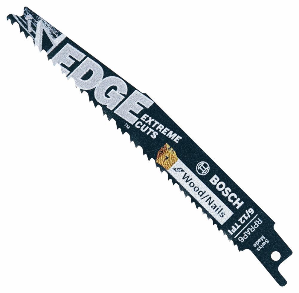 Bosch 6 Inch 6/12 TPI Edge Reciprocating Saw Blades for Wood/Nails 5 Piece