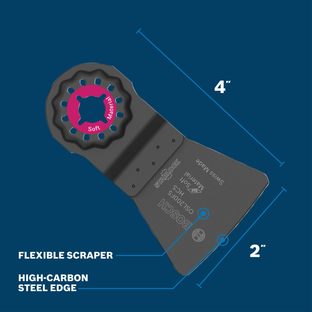 Bosch 2 Inch Starlock Oscillating Multi Tool High-Carbon Steel Flexible Scraper Blade