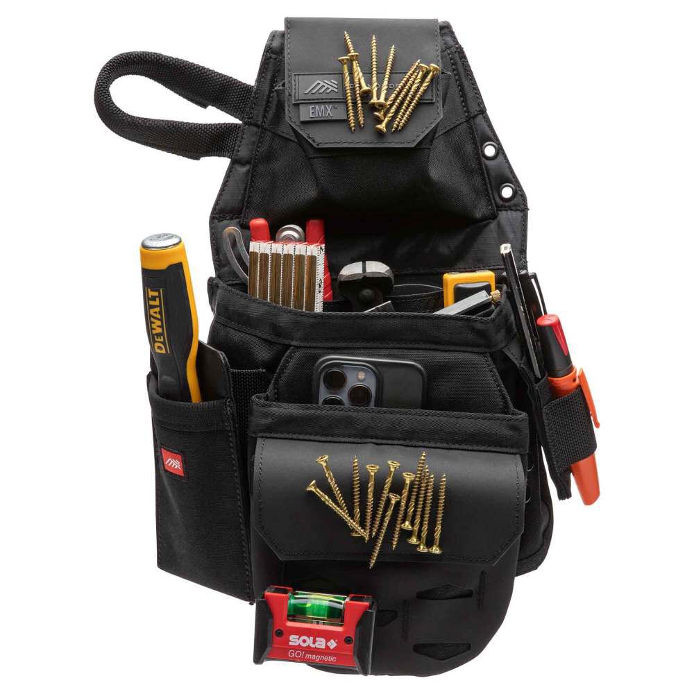 Diamondback Toolbelts EM X Right Side Open Tool Pouch, 4 Pockets, Black