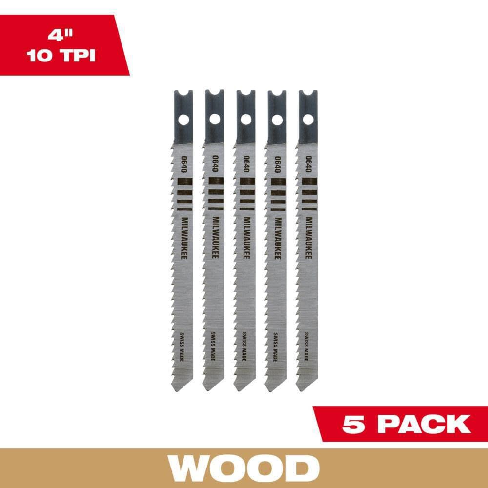 Milwaukee 4 in. 10 TPI High Carbon Steel Jig Saw Blade 5PK