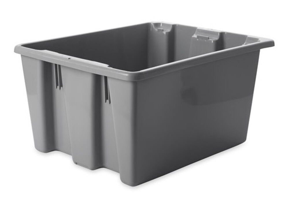 Rubbermaid 1.3 Cu Ft. 100 Lbs Plastic Stack and Nest Palletote Storage Box, Gray